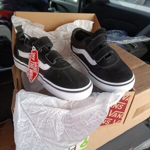 Vans Kids Old Skool Hook-and-Loop Sneakers - Black/White